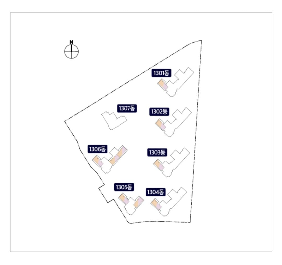 전 세대 남향 위주 배치로 채광이 우수한 더샵 오산역 아크시티 배치도